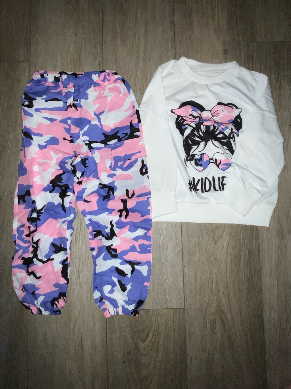 Amazon Pink Purple White Black Camo Jogger Set